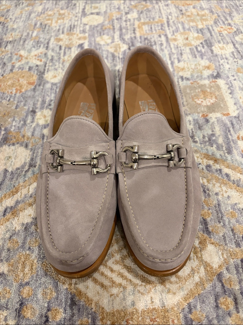 Salvatore Ferragamo Lavender Suede Bit Loafers